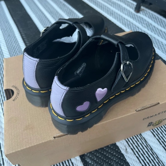 Dr. Martens Black Polley Heart Shoes - Picture 3 of 4